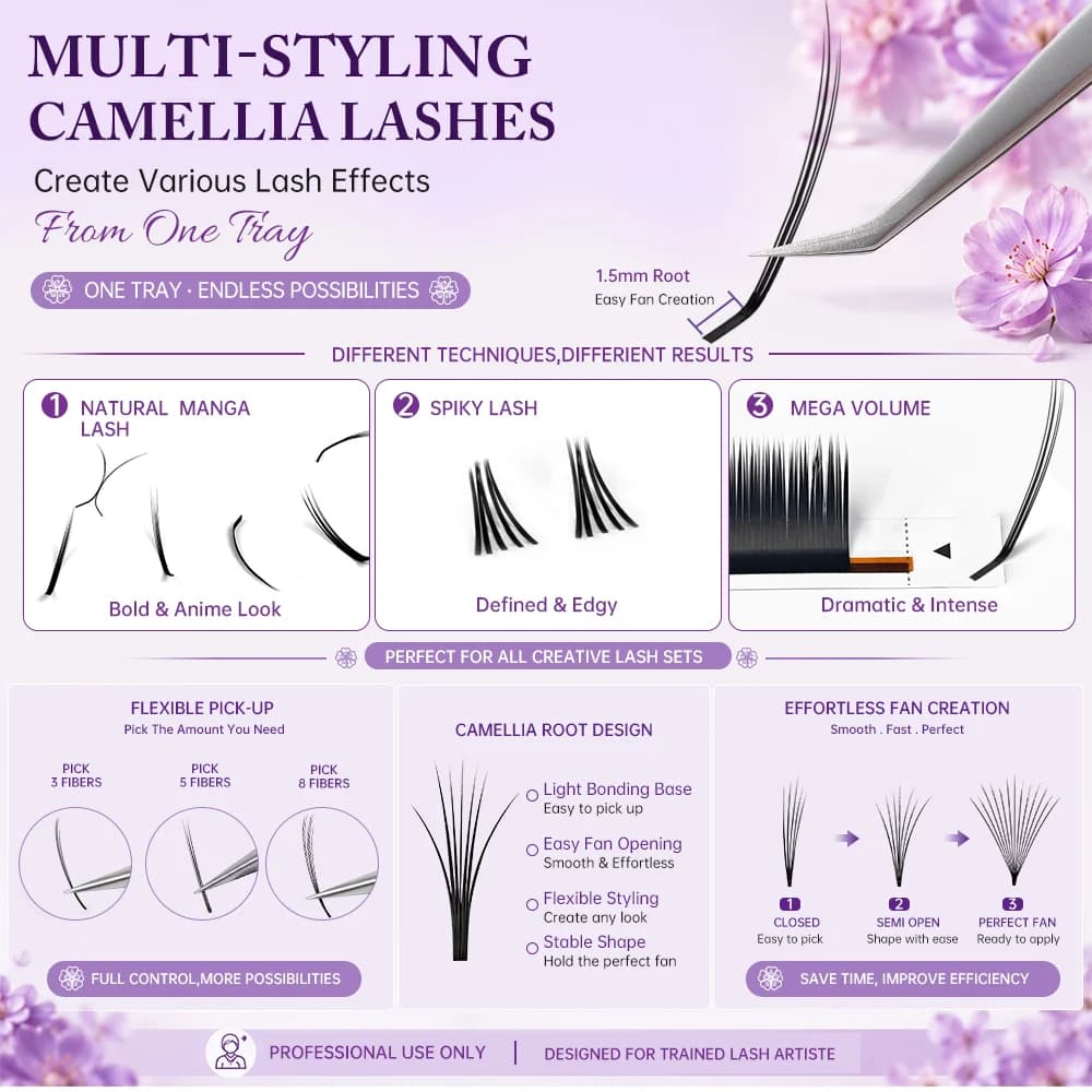تمديدات رموش كاميليا كثيفة وناعمة وطبيعية