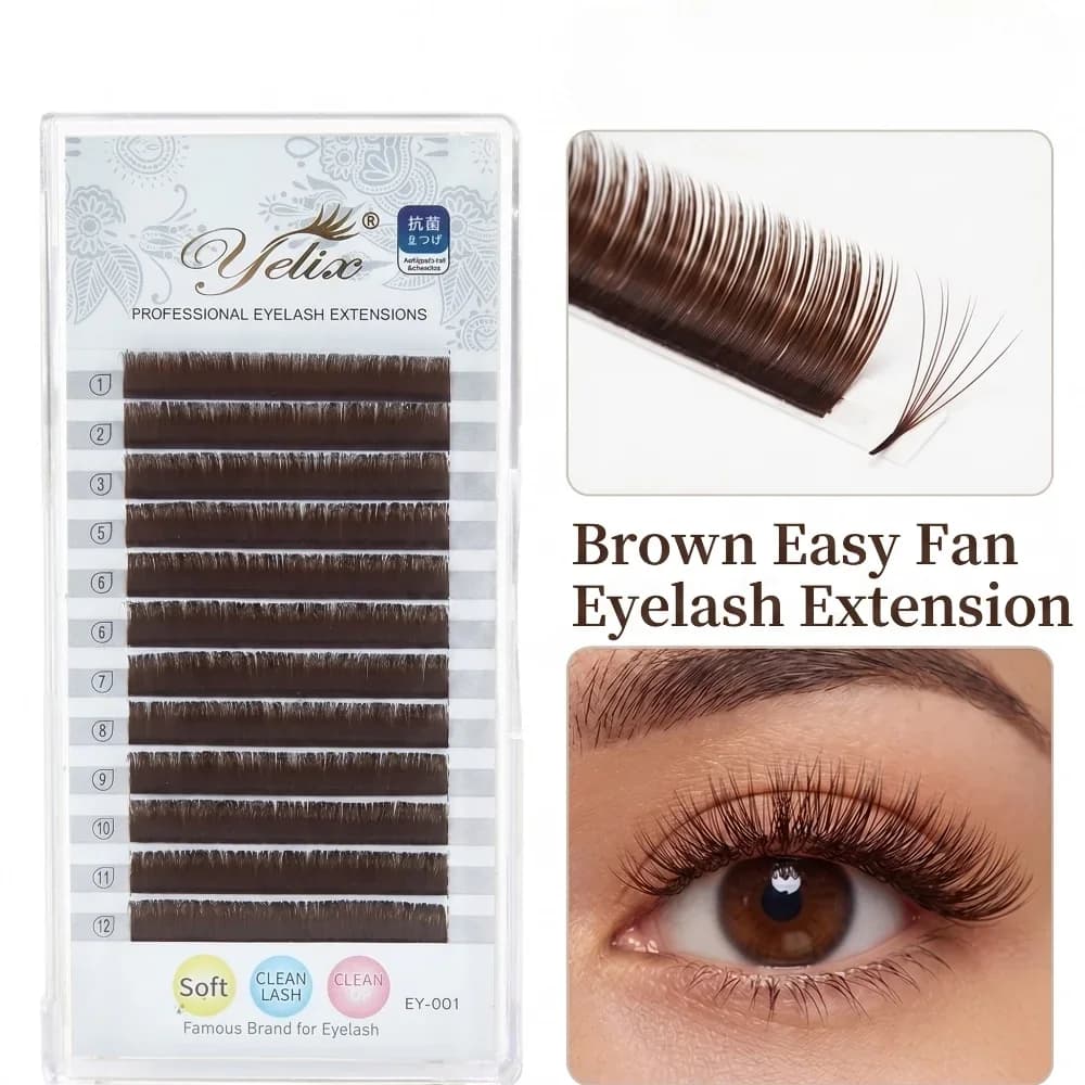 رموش صناعية حجمية بنمط Easy Bloom بلون بني داكن